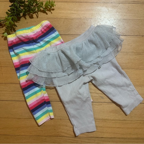 2/$10 Sale! Carter’s Gray Ruffle Pants and Striped Pants Size 6 Months - Picture 3 of 6